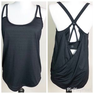 Athleta Full Force Blk Tank Top w/ Built-in Bra L